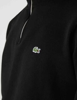 JERSEY LACOSTE CON CUELLO CREMALLERA NEGRO