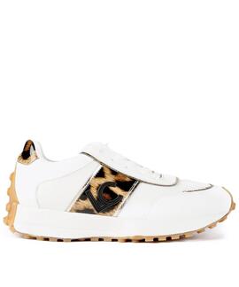 SNEAKERS BLANCOS CON ANIMAL PRINT Y DORADO