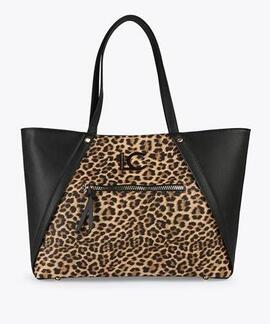 BOLSO SHOPPER BICOLOR ANIMAL PRINT EFECTO SAFIANO