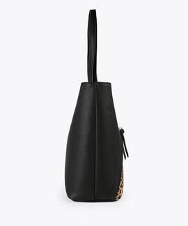 BOLSO SHOPPER BICOLOR ANIMAL PRINT EFECTO SAFIANO