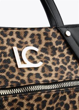 BOLSO SHOPPER BICOLOR ANIMAL PRINT EFECTO SAFIANO