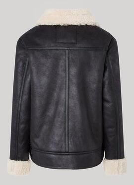 CHAQUETA BIKER RUTH NEGRA CON FORRO DE BORREGUITO