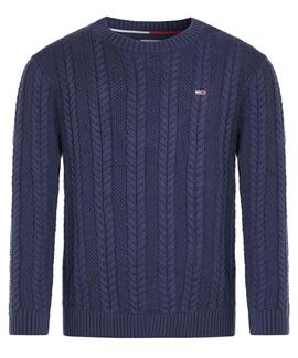 TJM REGULAR CABLE SWEATER TWILIGHT NAVY