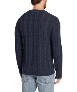 TJM REGULAR CABLE SWEATER TWILIGHT NAVY