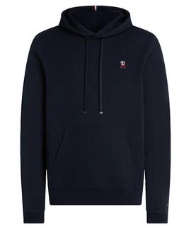 SUDADERA CON CAPUCHA Y MONOGRAMA BORDADO AZUL MARINO