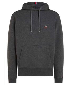 SUDADERA CON CAPUCHA Y MONOGRAMA BORDADO GRIS OSCURA