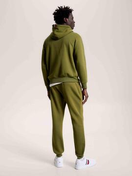 SUDADERA CON CAPUCHA Y MONOGRAMA BORDADO VERDE CAQUI