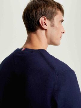 JERSEY CUELLO PICO PIMA COTTON CASHMERE AZUL MARINO