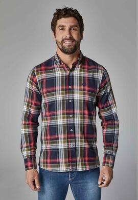 CAMISA CUADROS SLIM FIT ROJA Y AZUL MARINO