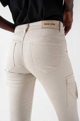 PANTALÓN CARGO FAITH PUSH IN CROPPED SKINNY FIT CRUDO