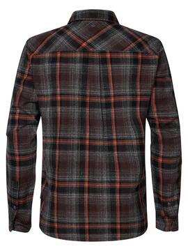 CAMISA REGULAR FIT CUADROS MARRÓN Y NARANJA