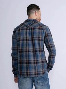 CAMISA REGULAR FIT CUADROS AZUL Y GRIS