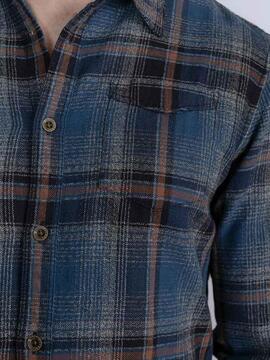 CAMISA REGULAR FIT CUADROS AZUL Y GRIS