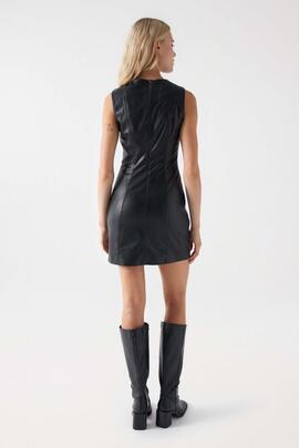 VESTIDO CORTO DE ECOPIEL SLIM FIT NEGRO