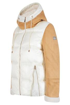 CHAQUETA ACOLCHADA MIXTA DOBLE FAZ CAMEL Y NAILON BEIGE