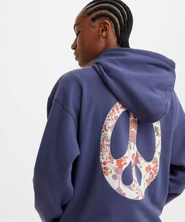 SUDADERA RELAXED FIT GRAPHIC SALINAS FLORAL PEACE SIGN CROWN