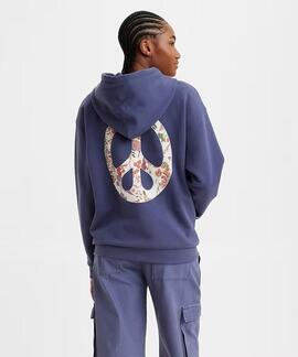 SUDADERA RELAXED FIT GRAPHIC SALINAS FLORAL PEACE SIGN CROWN