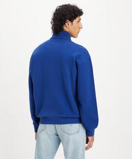 SUDADERA RELAXED FIT AZUL CON CREMALLERA TRES CUARTOS