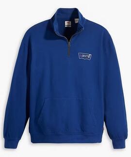 SUDADERA RELAXED FIT AZUL CON CREMALLERA TRES CUARTOS