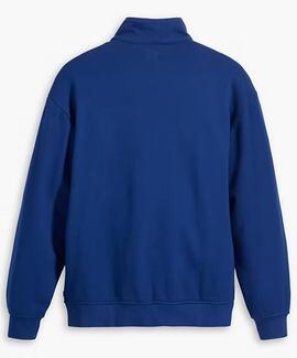 SUDADERA RELAXED FIT AZUL CON CREMALLERA TRES CUARTOS