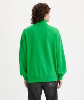 SUDADERA RELAXED FIT VERDE CON CREMALLERA TRES CUARTOS