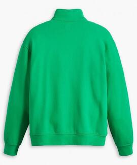 SUDADERA RELAXED FIT VERDE CON CREMALLERA TRES CUARTOS