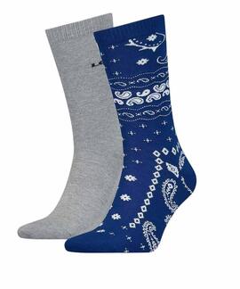 CALCETINES LEVI’S® REGULAR CUT BANDANA 2 PACK BLUE COMBO