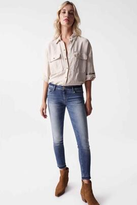 WONDER PUSH UP CROPPED SKINNY FIT EN DENIM AZUL