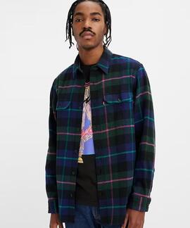 SOBRECAMISA JACKSON WORKER RELAXED FIT LEVINSON PLAID OCEAN