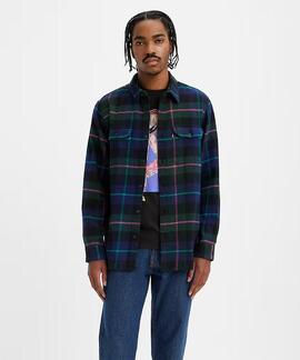 SOBRECAMISA JACKSON WORKER RELAXED FIT LEVINSON PLAID OCEAN