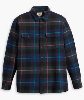 SOBRECAMISA JACKSON WORKER RELAXED FIT LEVINSON PLAID OCEAN