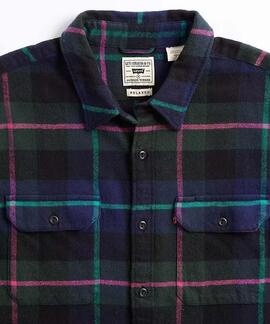 SOBRECAMISA JACKSON WORKER RELAXED FIT LEVINSON PLAID OCEAN