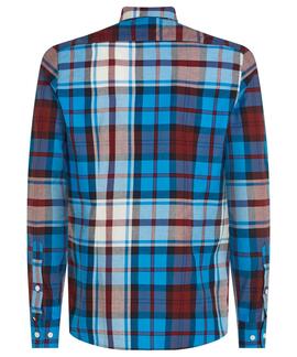 CAMISA TOMMY OXFORD TARTAN SLIM FIT CERULEAN AQUA