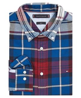 CAMISA TOMMY OXFORD TARTAN SLIM FIT DEEP INDIGO