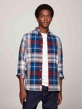 CAMISA TOMMY OXFORD TARTAN SLIM FIT DEEP INDIGO