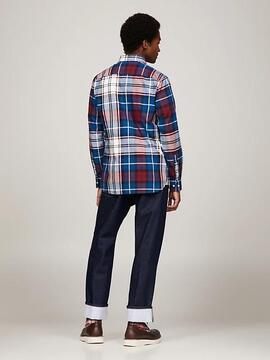 CAMISA TOMMY OXFORD TARTAN SLIM FIT DEEP INDIGO