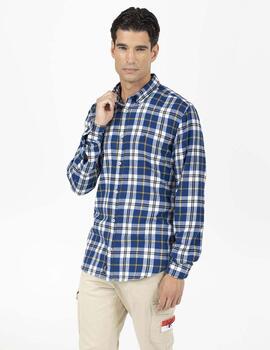 CAMISA FRANELA COMBINED CHECK AZUL MARINO