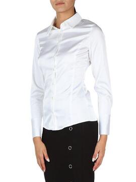 CAMISA FERNANDA CORSET SLIM FIT BLANCA EFECTO SATÉN