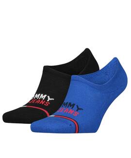 PIMKIES UNISEX TOMMY JEANS NO SHOW 2 PACK AZUL Y NEGRO