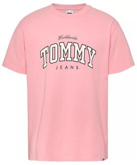 CAMISETA VARSITY REGULAR FIT ROSA