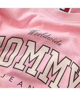 CAMISETA VARSITY REGULAR FIT ROSA