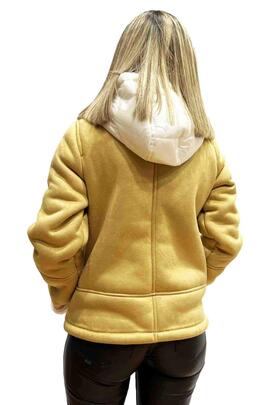 CHAQUETA ACOLCHADA MIXTA DOBLE FAZ Y NAILON CAMEL