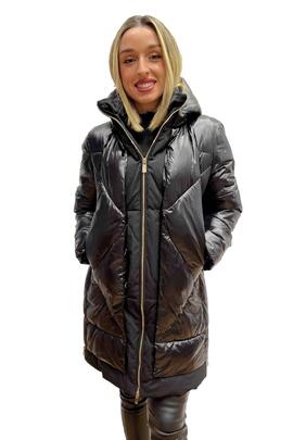 ABRIGO DE MUJER ACOLCHADO SOFTSHELL CON NAILON NEGRO