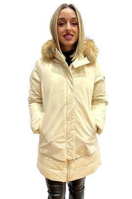 ABRIGO ACOLCHADO DE MUJER SOFTSHELL Y NAILON BEIGE