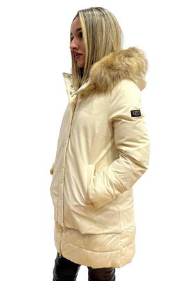 ABRIGO ACOLCHADO DE MUJER SOFTSHELL Y NAILON BEIGE