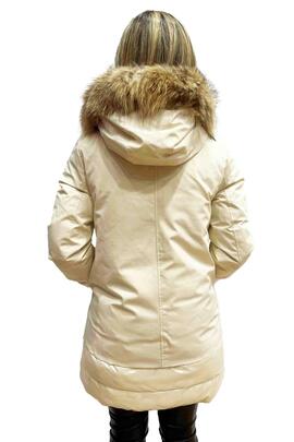 ABRIGO ACOLCHADO DE MUJER SOFTSHELL Y NAILON BEIGE