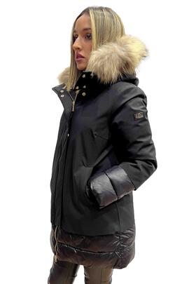 ABRIGO ACOLCHADO DE MUJER SOFTSHELL Y NAILON NEGRO