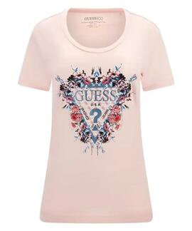 CAMISETA FLOWERS SLIM FIT ROSA