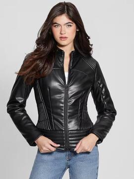 CHAQUETA DE ECOPIEL LEA CORSET SLIM FIT NEGRA