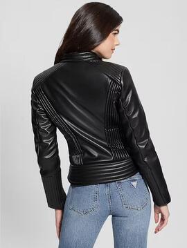 CHAQUETA DE ECOPIEL LEA CORSET SLIM FIT NEGRA